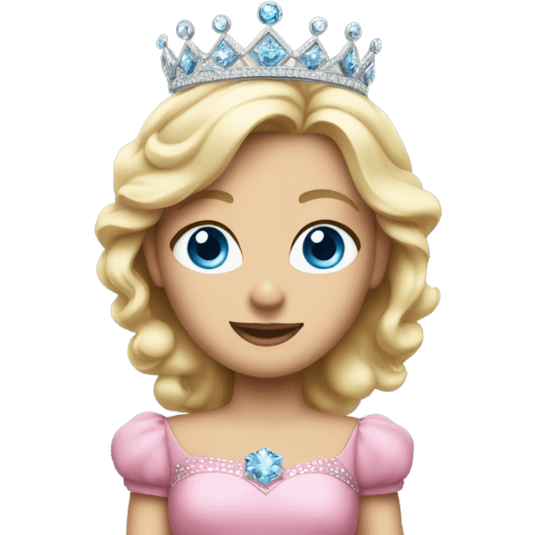 Blue eye blonde hair queen with pink dress and tiara emoji