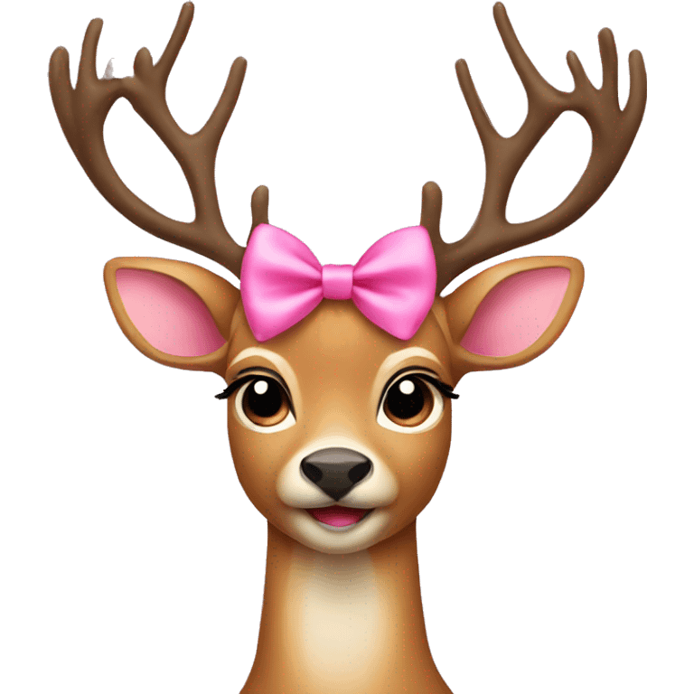 Deer wearing a pink bow emoji