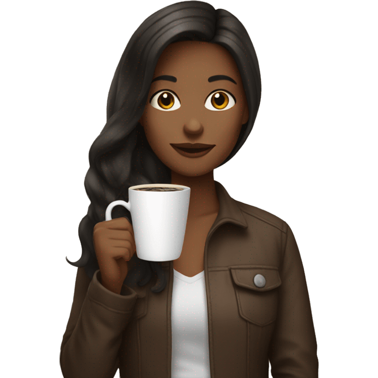 girl drinking coffe brunette emoji