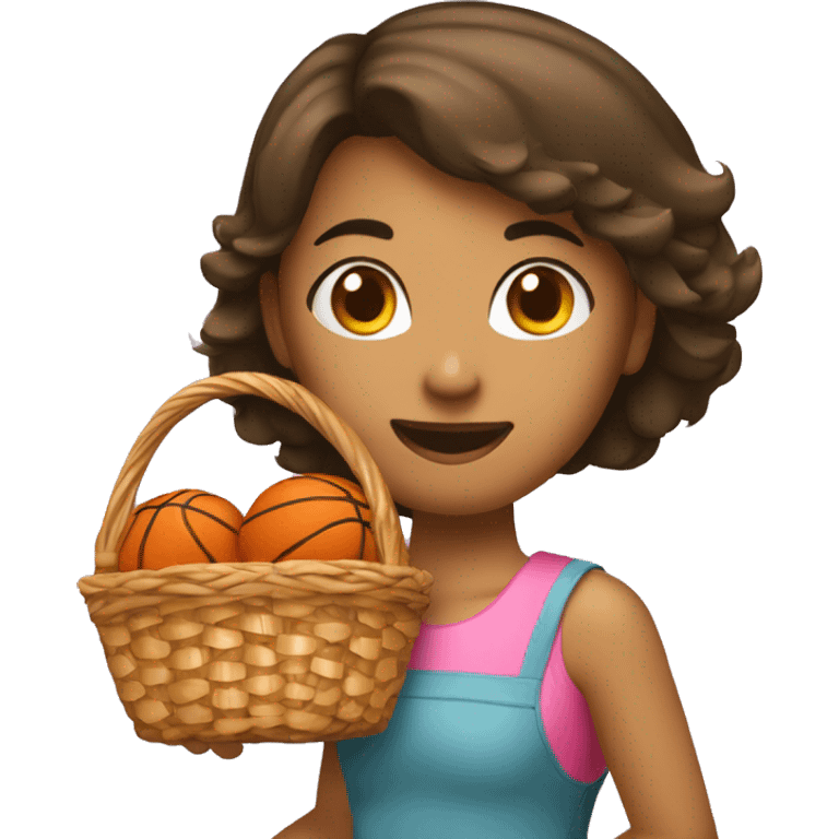 fille qui marque un panier en faisant du basket emoji