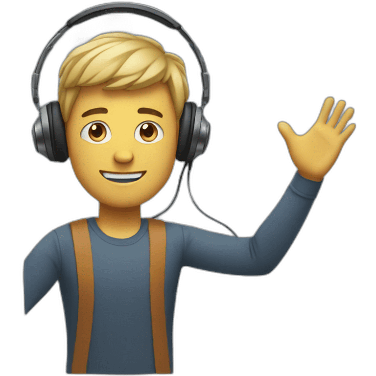 man with headphones on and arms out  emoji