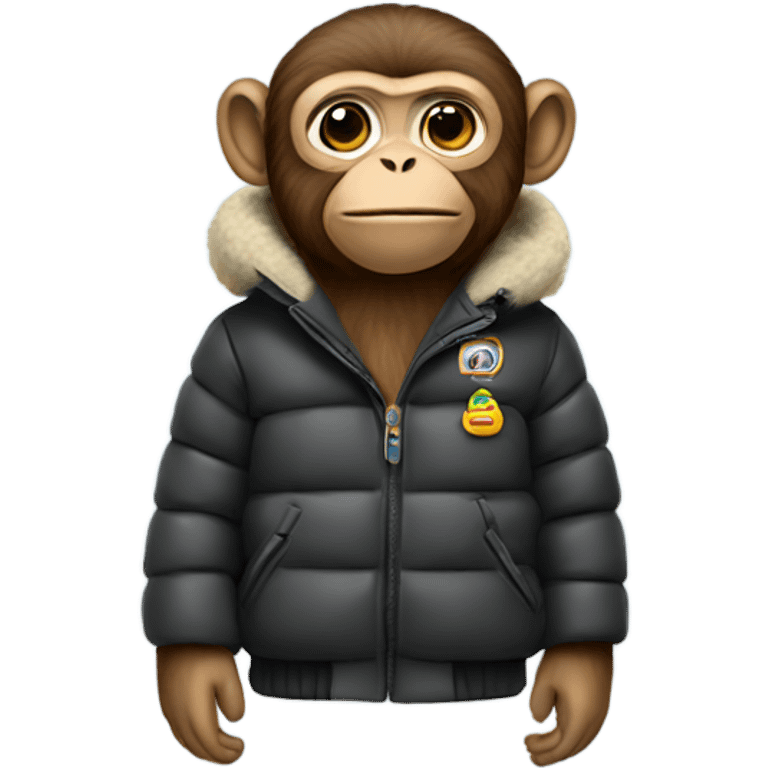 monkey wearing a puffer jacket emoji