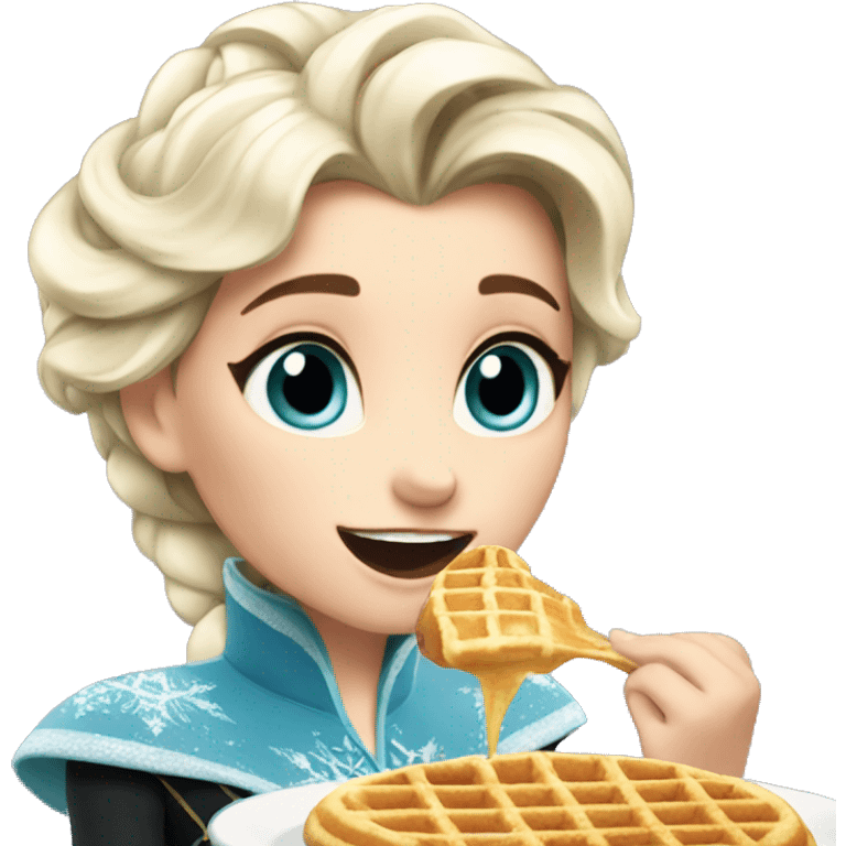 Elsa eating a waffle emoji