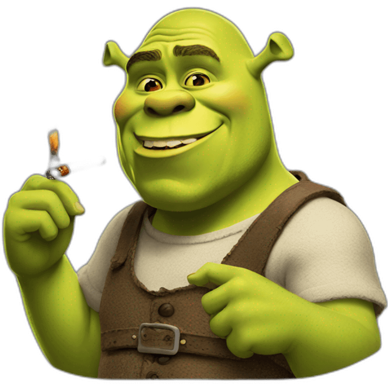 Shrek with a cigarette emoji