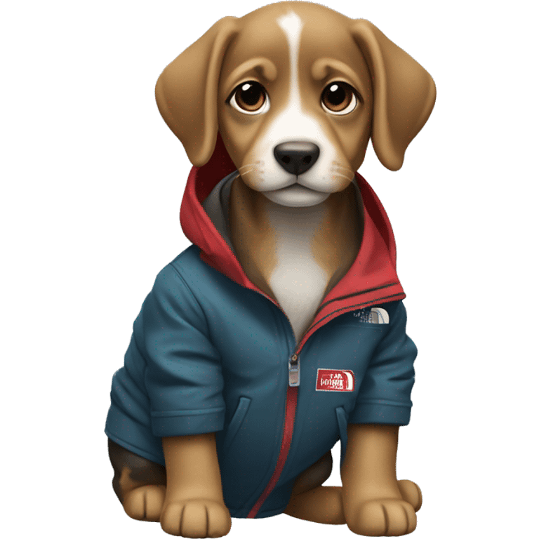 Puppy with north face jacket emoji