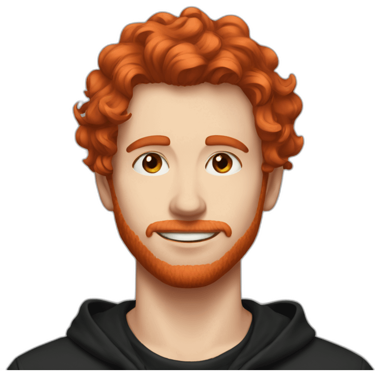 red hair guy white wavy hair black moletom emoji