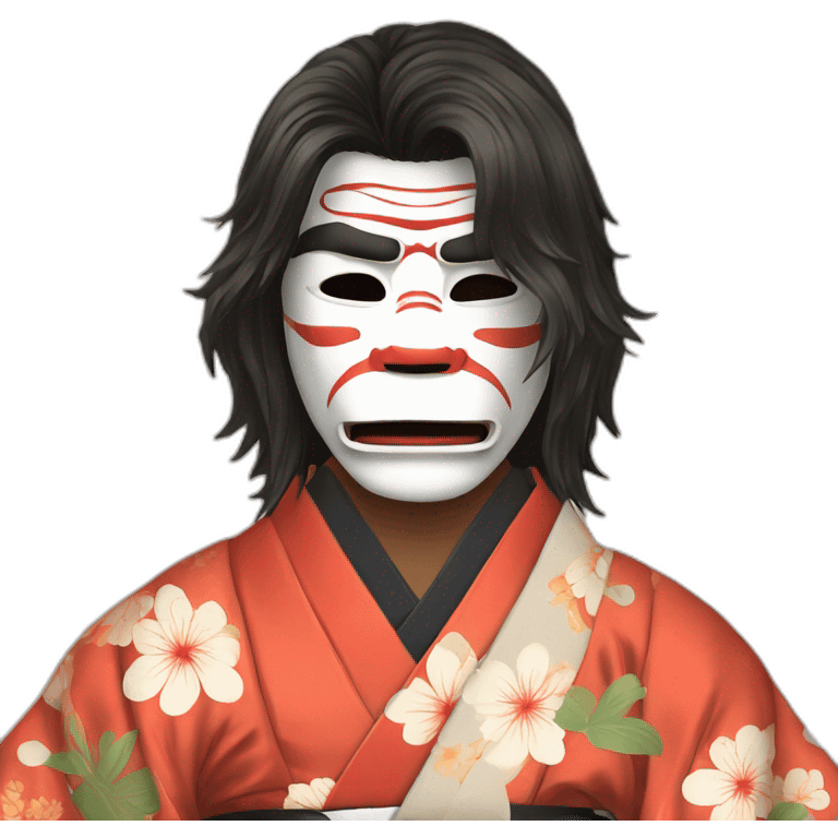 hot-guy-noh-dog-mask-longhair-japanese-kimono emoji