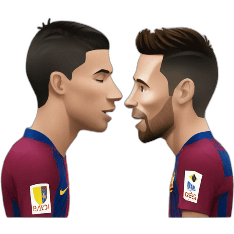 Cristiano Ronaldo kissing Messi emoji