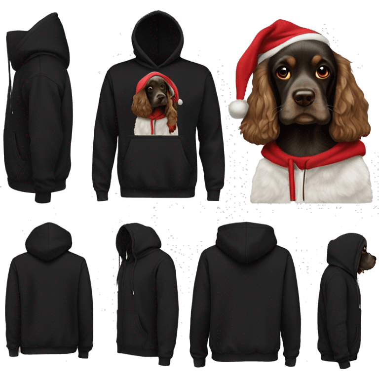 Cocker spaniel black Christmas hoodie  emoji