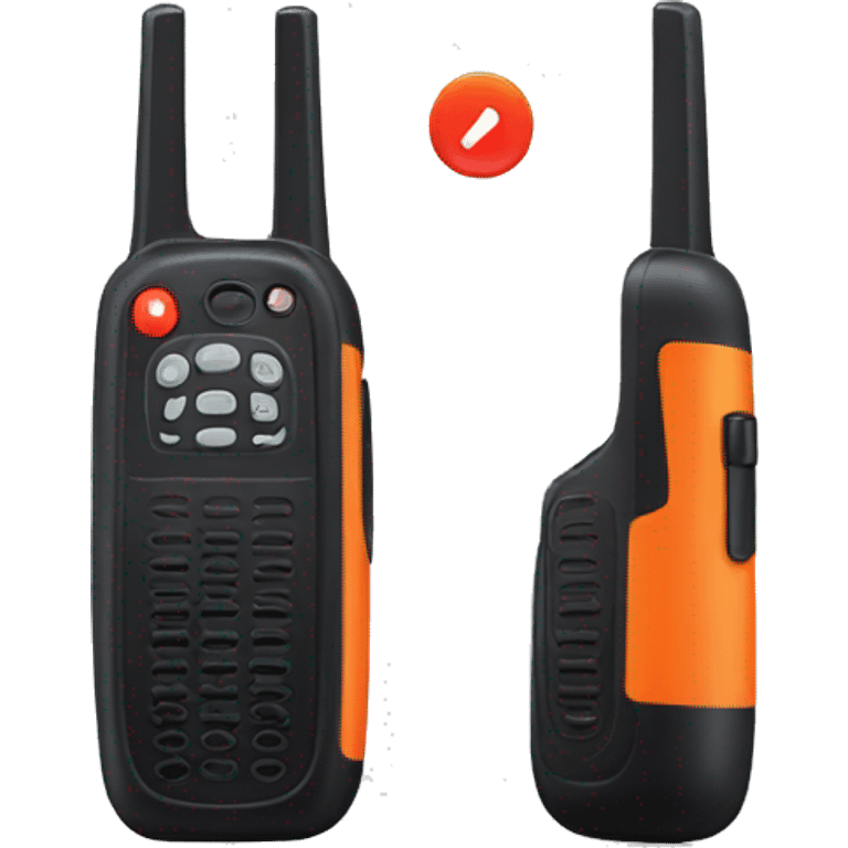 black walkie talkie with red-orange button on side emoji