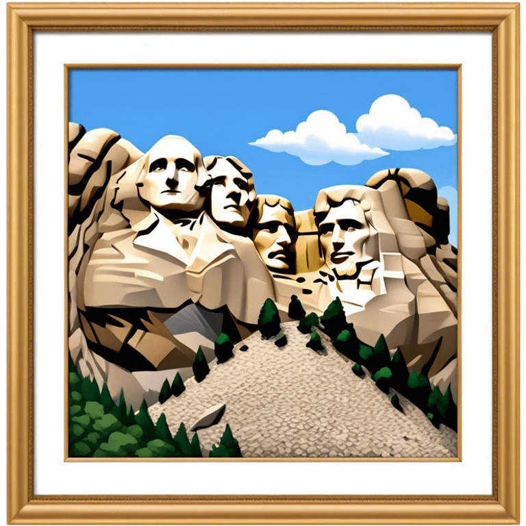 Mount Rushmore Landmark Emoji – Displaying the carved faces of four U.S. presidents in the granite mountainside. emoji