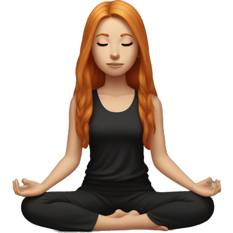 Aesthetic Ginger girl straight hair in black fit full body meditating  emoji