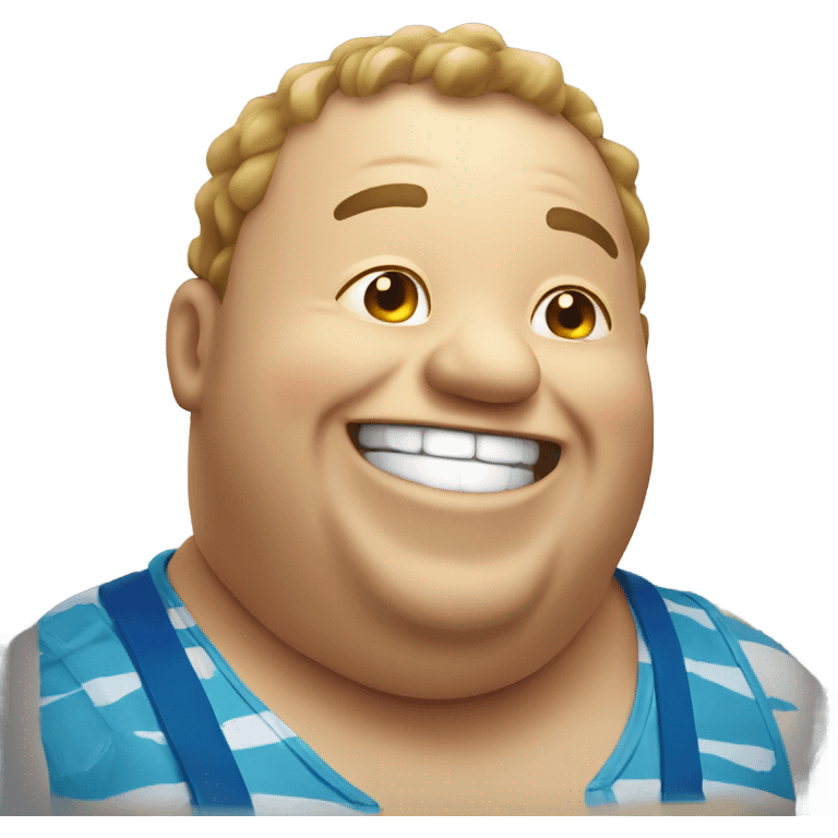 Fat man laughing on the beach emoji