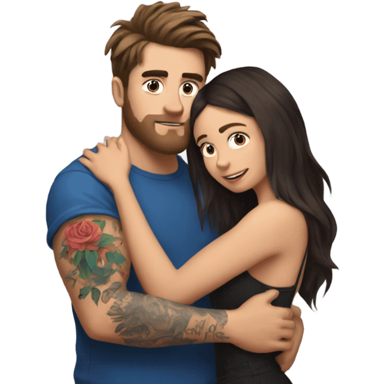 mr beast with tattoos hugging brunette girl emoji