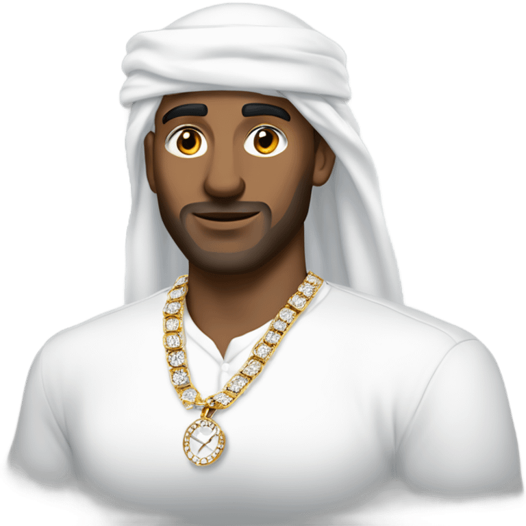 White Arab 6 foot 2 tall man with diamond earrings a Rolex watch and a Cartier bracelet inside a white on white emoji  emoji