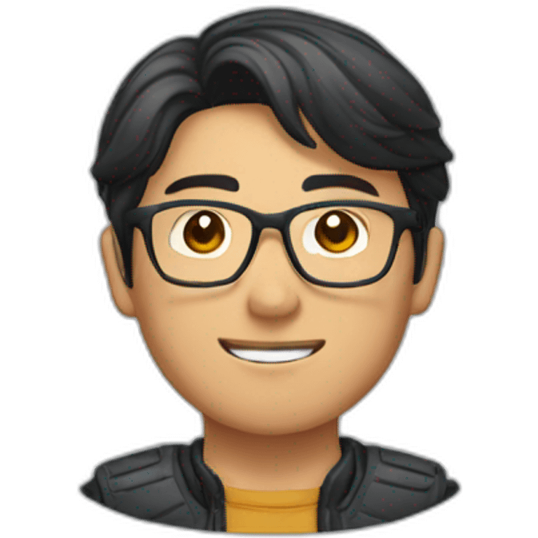 Straight Dark-haired Asian man with glasses and bicycle accessories emoji