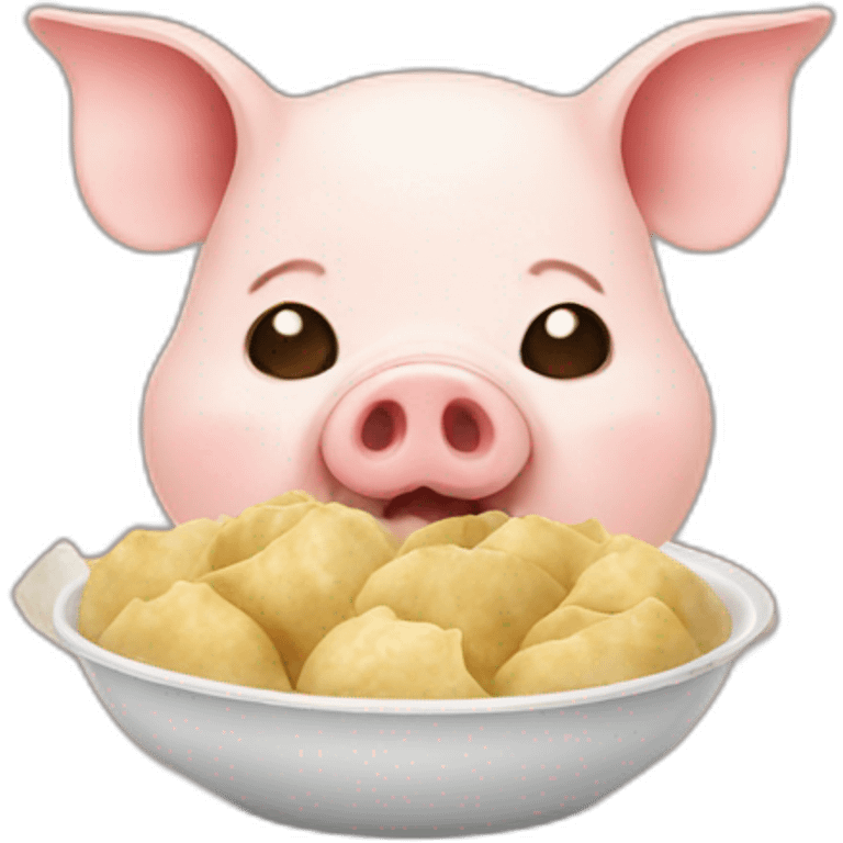 Pig eating dumplings emoji