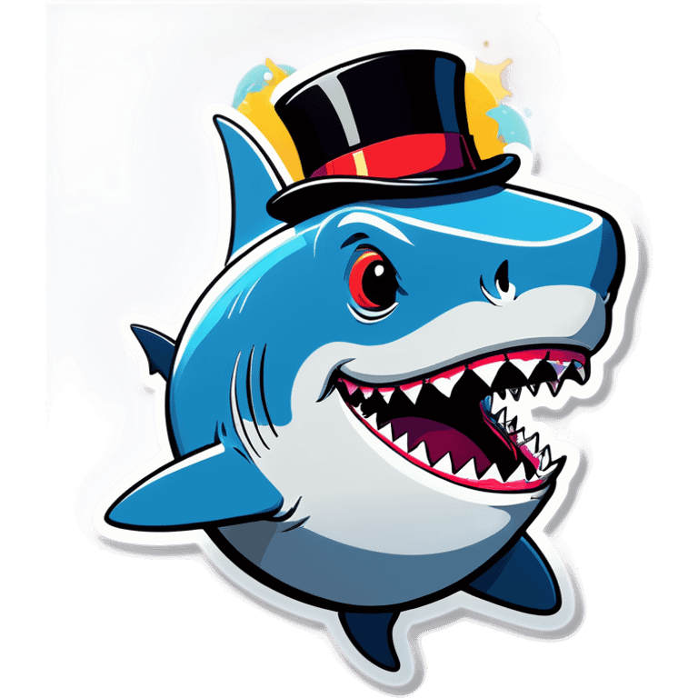 Shark with a top hat emoji