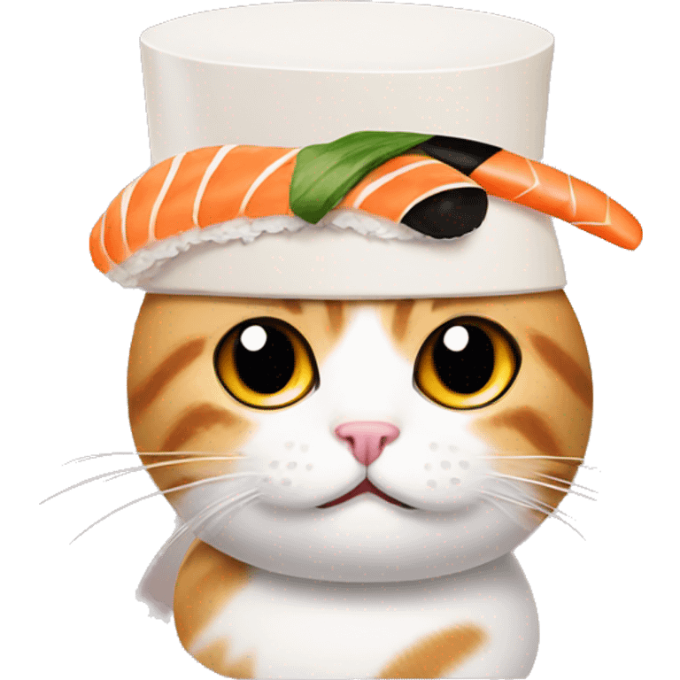 cat wearing sushi as a hat emoji