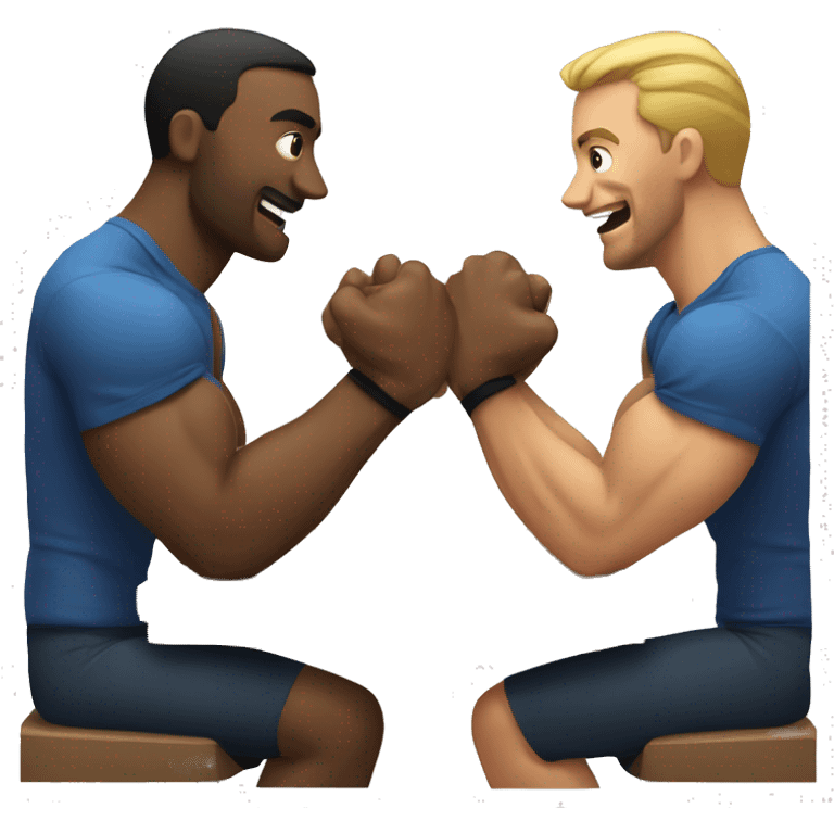 Two men playing arm-wrestling emoji