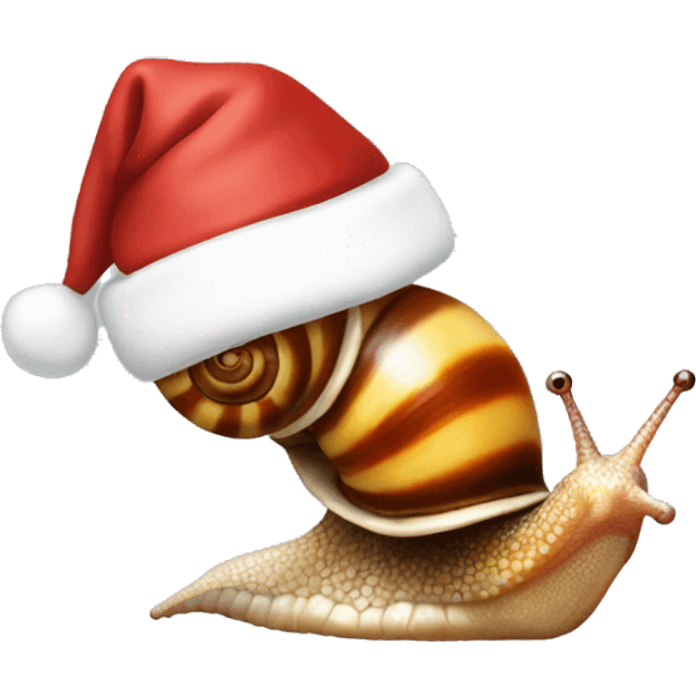 a Christmas Santa snail emoji