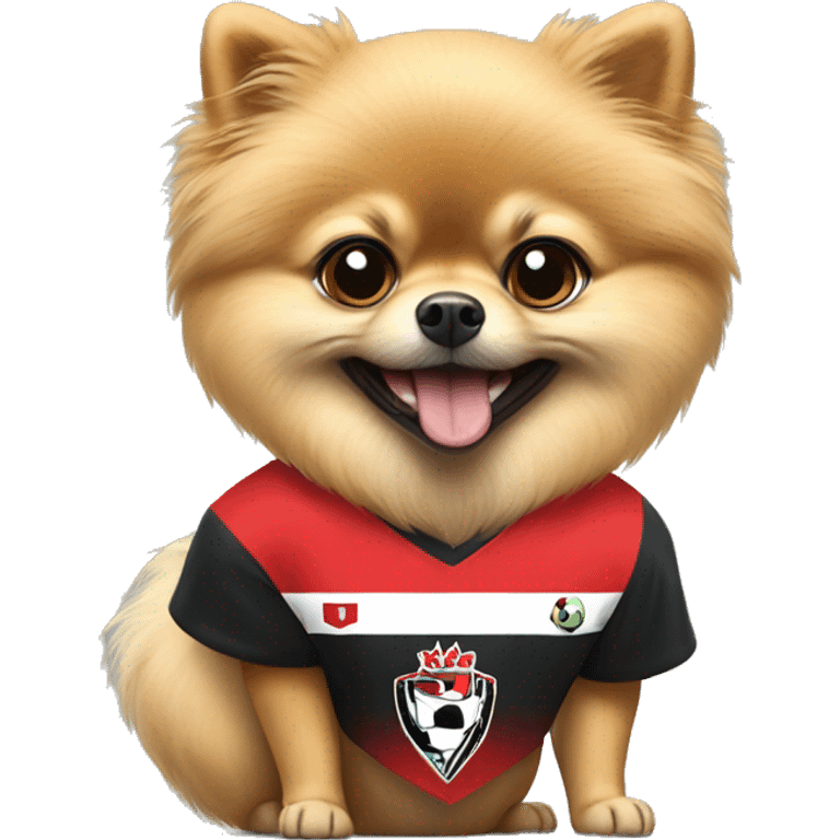 Pomeranian wearing São Paulo soccer tshirt emoji