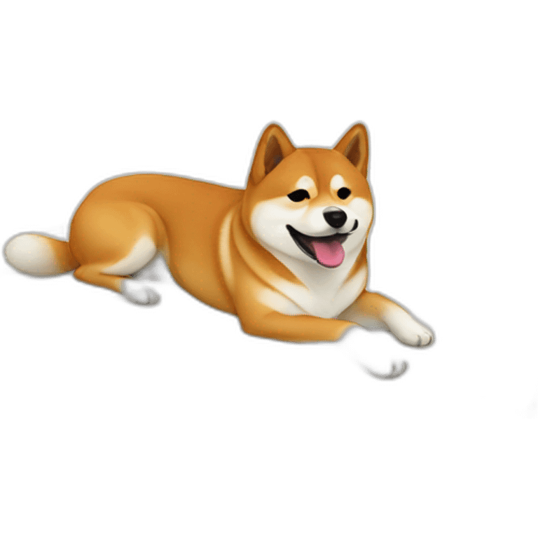 Shiba Inu on a white camping bed emoji