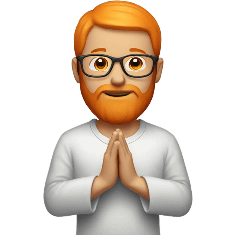 white man with orange beard and short orange hair as he praying and with orange glasses on emoji