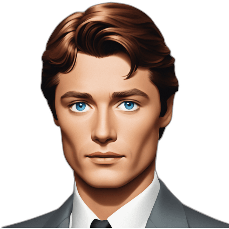 Alain Delon young spy blue eyes short red hair emoji