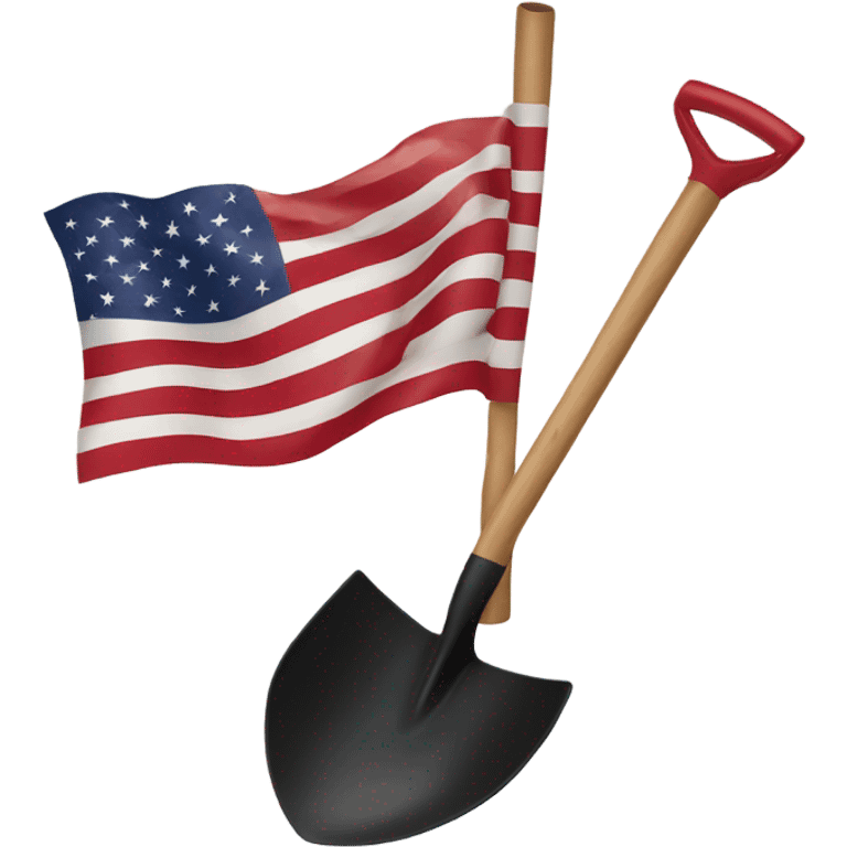 American flag connected to a black shovel emoji