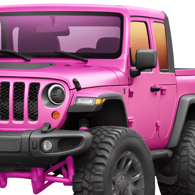 Realistic hot pink to pastel pink ombre Jeep Gladiator truck. emoji