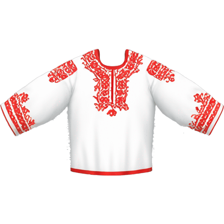  Shirt  vyshyvanka, white with red round embodiary on sleeves emoji