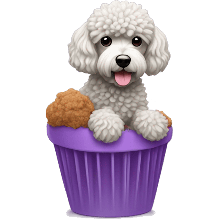 a brigadeiro with a poodle on top, on the lilac background emoji