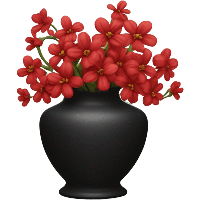 Black vase with red flowers emoji