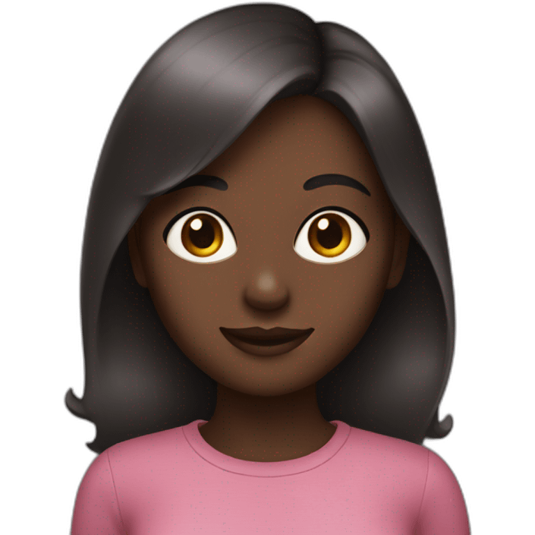 Woman with dark skin, big eyes an smiling emoji