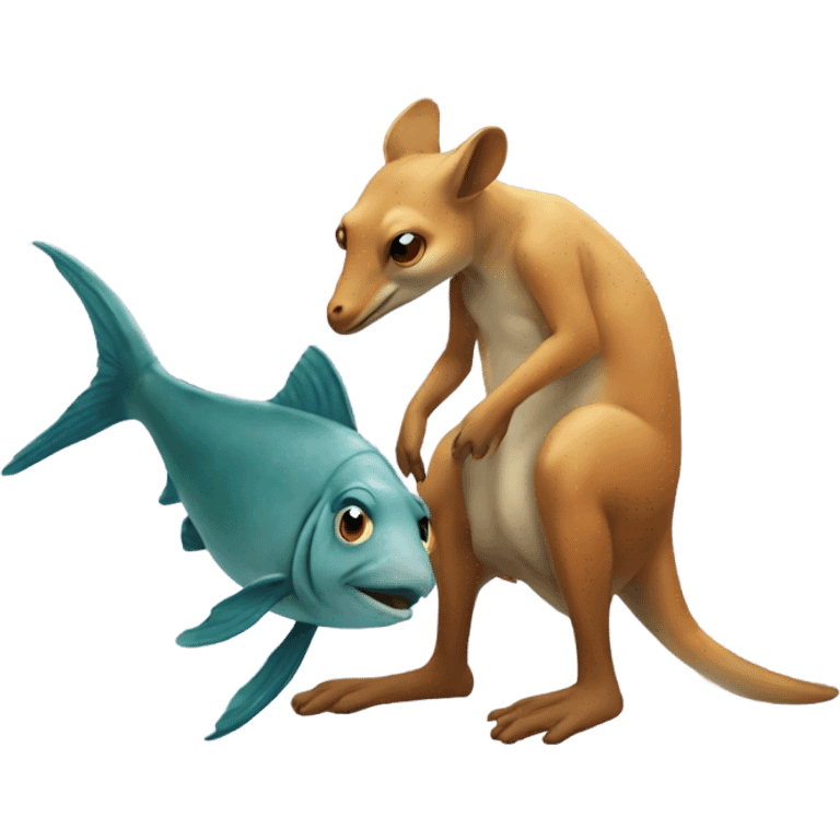 Fish kissing kangaroo emoji