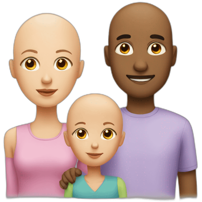 Bald guy, a child and a woman emoji