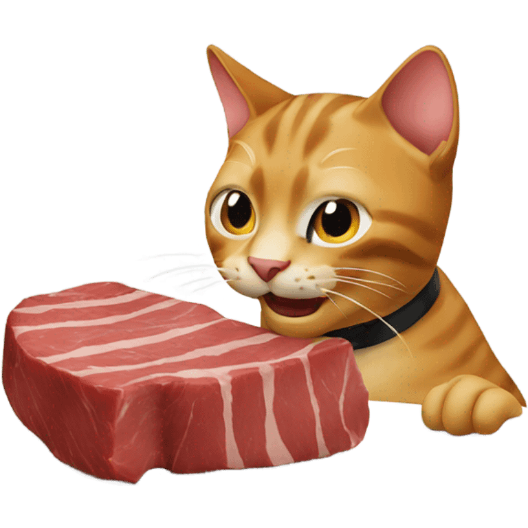 Cat eating steak  emoji