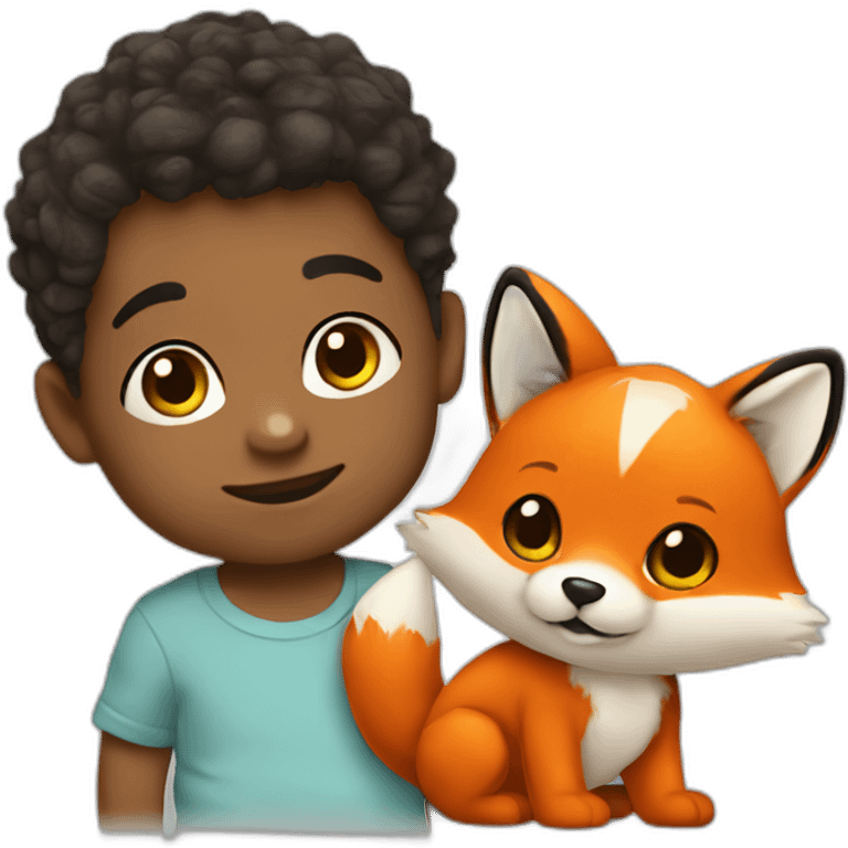 Baby boy with fox plush emoji