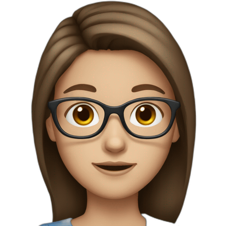 girl with brown hair blue eyes and glasses emoji