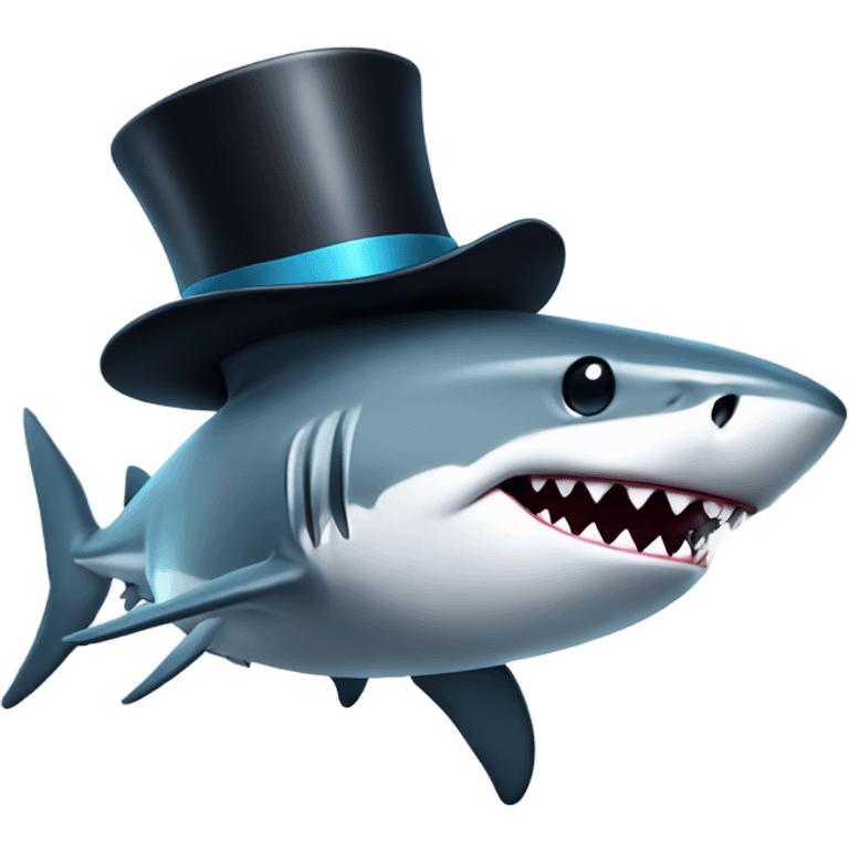 Shark with a top hat emoji