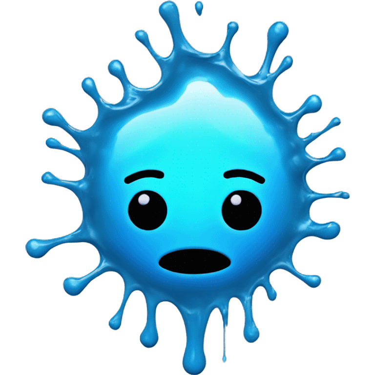 Glowing shiny Cyan blue goo splash splatter drip emoji