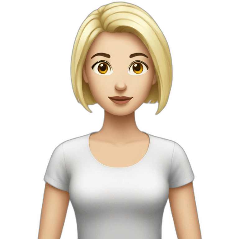 young white woman with a short black hair emoji