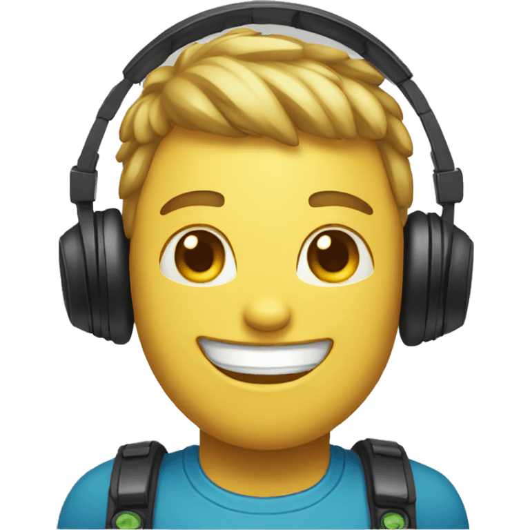 smiling emoji wearing gaming headset emoji