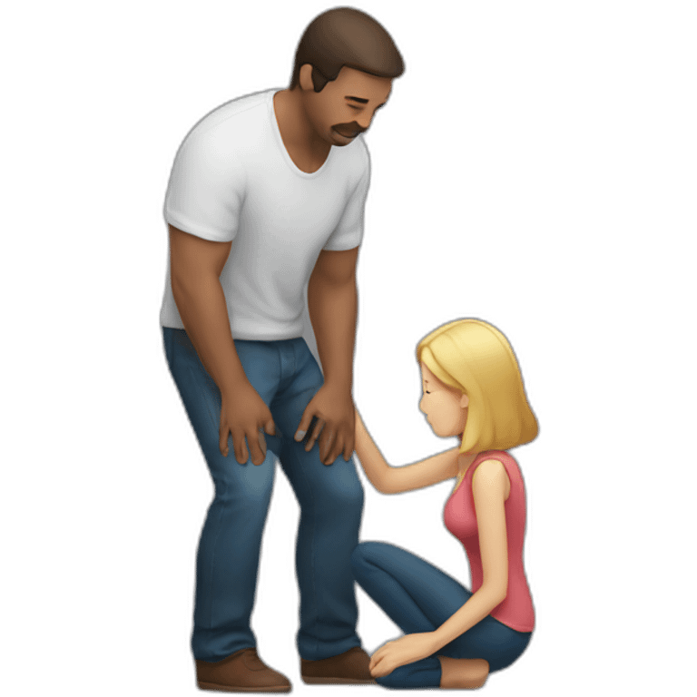 Man on knees facing woman emoji