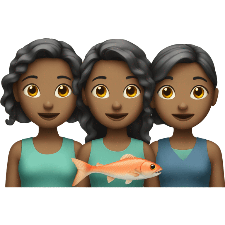 Three girls with fish emoji