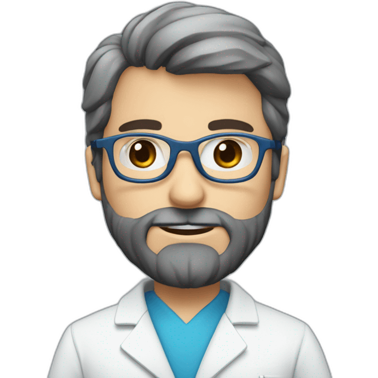 Doctor rubio con lentes azules, barba blanca emoji