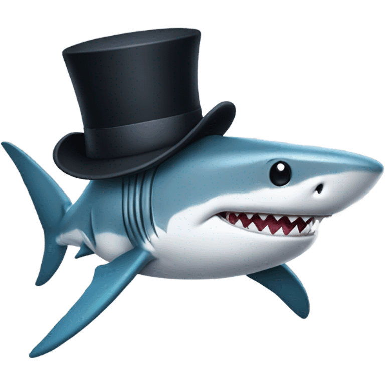 Shark with a top hat emoji