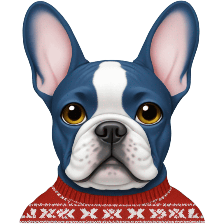 Blue French bulldog Christmas sweater  emoji