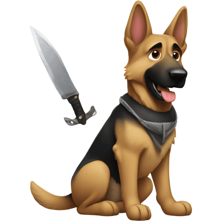 German shepherd with a blade emoji